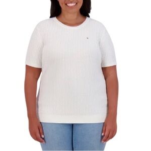 NWT Tommy Hilfiger Cable Knit Short Sleeve White XL
